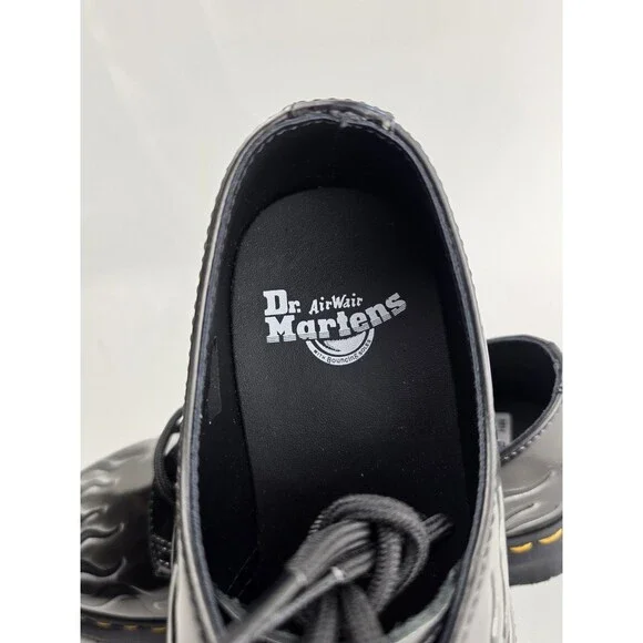 Dr. Martens 1461 INFERNO Arcadia 3-Eye Shoes Black Silver Flames Unisex Sz US 8 - Picture 8 of 11
